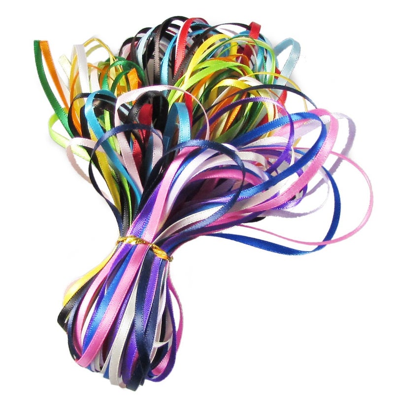 Q-YO 36yd(18x2yd) 1/8" Satin Ribbons for Hair Bows, Floral Designs, Gift Wrapping, Sewing and Crafts - Image 1